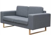 Bankstel 2-zits Lichtgrijs Stof (Incl FLEECE deken) - Loungebank - Woonkamer bank - Sofa - Tweezitsbank- Zitbank