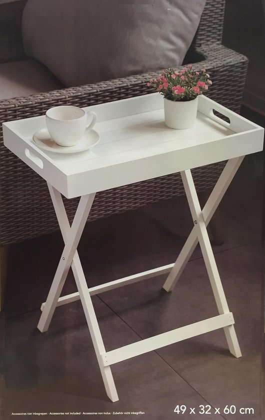 Te Op risico Baffle Wit houten dienblad op poten - Butler tray ook als bijzet tafel te  gebruiken | bol.com