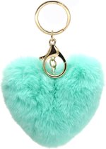 Dielay - Sleutelhanger Fluffy Hart - 10 cm - Blauw