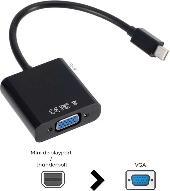 Mini Displayport (Thunderbolt) Naar VGA Adapter Kabel - Zwart | bol.com