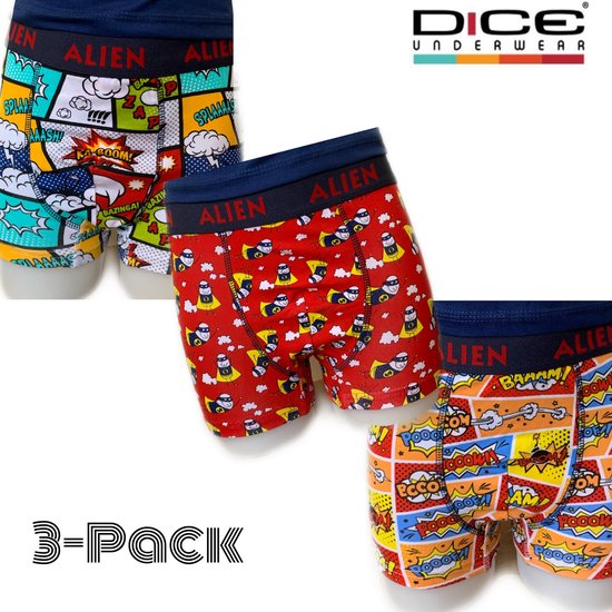 Dice Underwear Lot de 3 boxers pour garçons sur toutes les tailles  d'impression 4-5 ans | bol.com