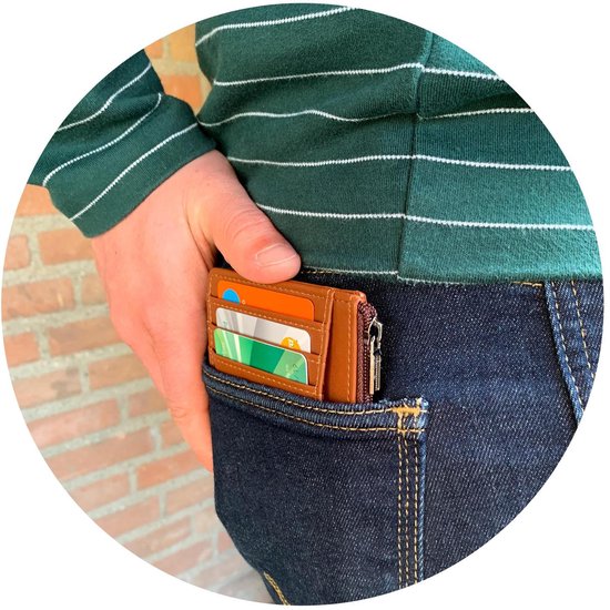 Compacte RFID Portemonnee met Rits en ID-Venster - Anti Skim Pasjeshouder - Bruin - MolinQ