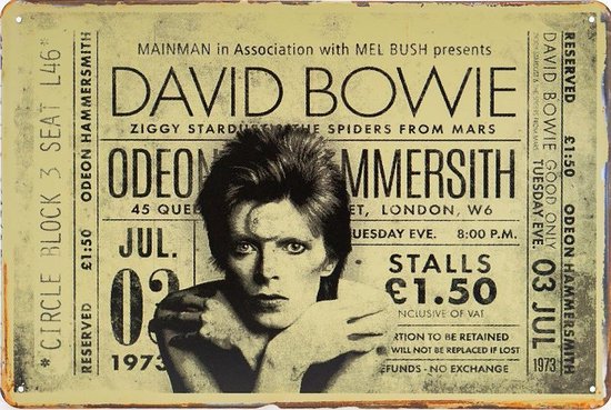 Concert Bord - David Bowie - Odeon Hammersmith 1973