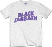 Black Sabbath Heren Tshirt -L- Wavy Logo Vintage Wit