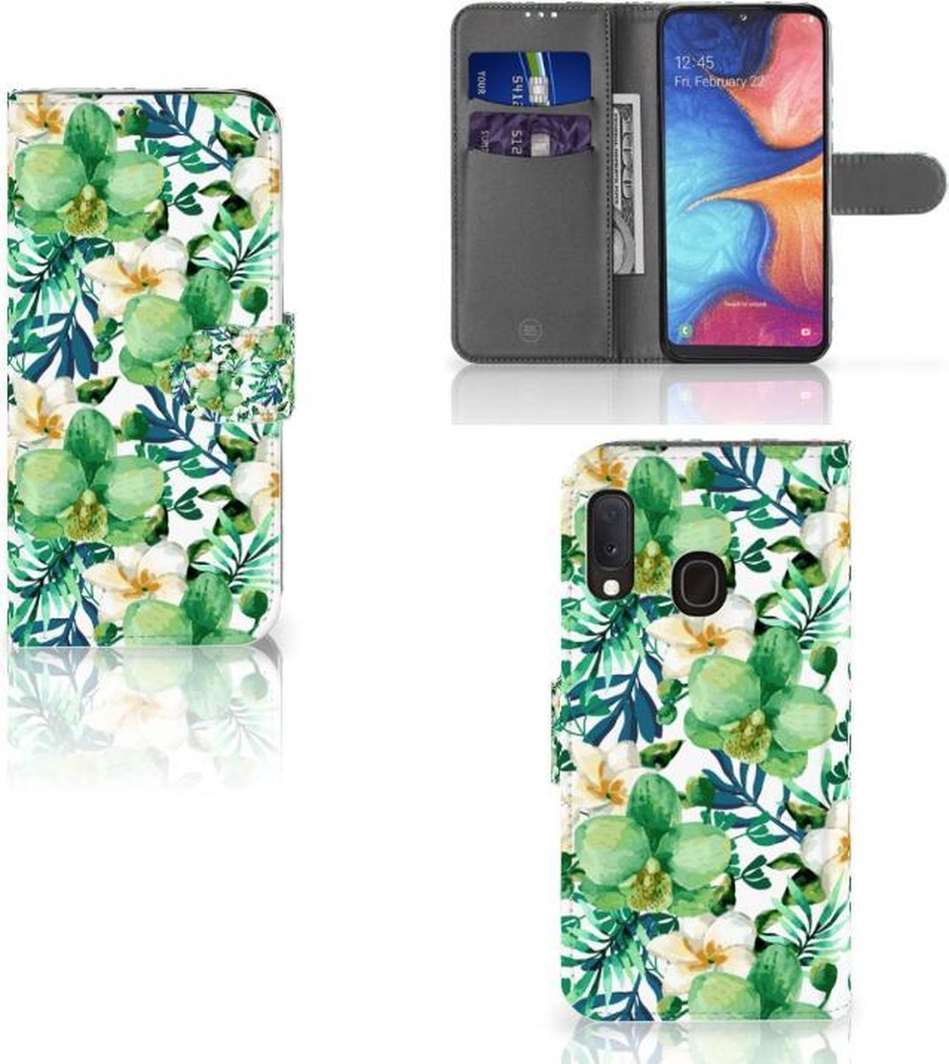 Samsung Galaxy A20e Hoesje Orchidee Groen