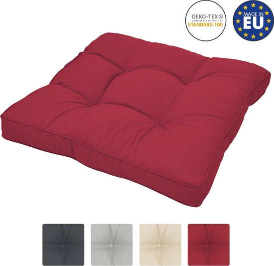 Beautissu loungekussen XLuna – zitkussen rood 40x40 cm kussen in matraskussen kwaliteit