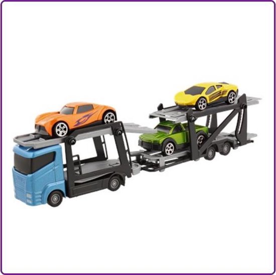 Teamsterz vrachtwagen met oplegger + 3 auto`s - auto vrachtwagen oplegger  speelgoed wagen | bol.com