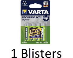 4 Stuks (1 Blister a 4 st) Varta Oplaadbare Batterij Recharge Accu Power AA 2100mAh