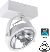 Opbouw LED Spot AR111, 15w, 800 Lumen, 6000K Daglicht Wit, Dimbaar, Wit Armatuur