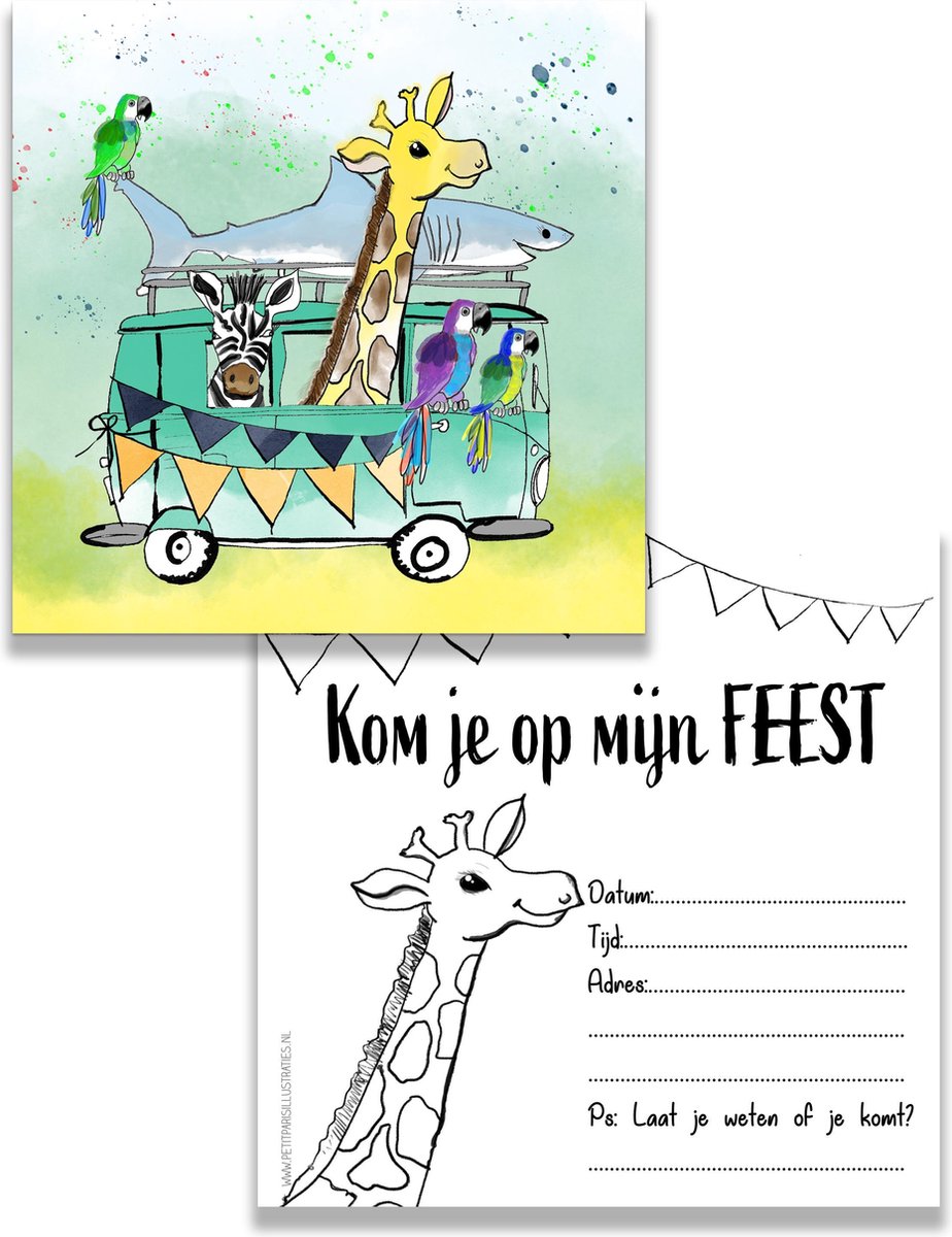 BC004 - 8 pièces. Invitation fête d'enfant - Carte d'anniversaire -  Cartes