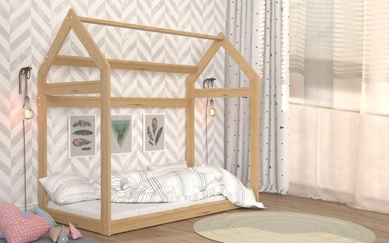 bouw psychologie Maken Houten bed - Huisbed - kinderbed - 190x80 - vuren met matras | bol.com