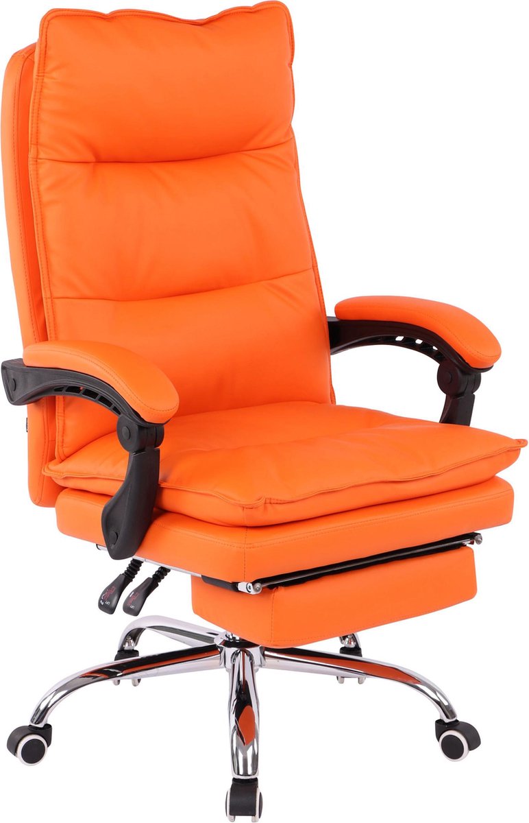 Luxe Comfort Bureaustoel Bureaustoelen voor volwassenen Design Voetensteun Gewatteerd Kunstleer Oranje 67x84x125 cm