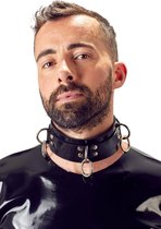 LateX – Rubberen Halsband met O ringen Verstelbaar One Size – Zwart
