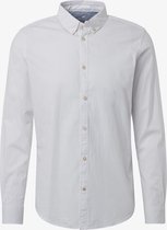 Tom Tailor Overhemd Wit Strepen Contrast Linnen Button Down Slim Fit - M