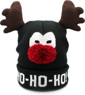 JAP Kerstmuts - Muts met hoorntjes - Rudolf - Ho ho ho