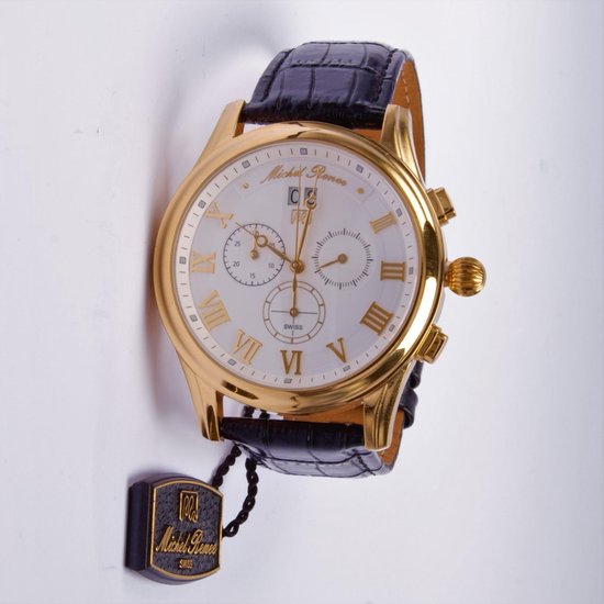 Brigada - herenhorloge - edelstaal 18 karaat verguld met lederen band -  chronograaf en | bol.com