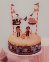 taartversiering Piraat cake toppers cocktailprikkers met taartrand en vlaggetjes