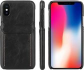 Card Case voor Apple iPhone X | iPhone Xs | PU Leren Back Cover | Luxe Telefoonhoesje | Pasjeshouder | Zwart