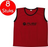 Pure2Improve - 8 stuks - voetbal hesjes - rood - maat junior - trainings hesjes - voetbal hesje - trainingshesjes
