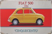 Retro Wandbord – Fiat 500 1962 bord – Fiat 500 liefhebber - Oldtimer - Vrouwen cadeau - Vintage bord - Muur Decoratie - Metalen bord - Emaille Reclame bord - Wandborden - Mancave Decoratie - 