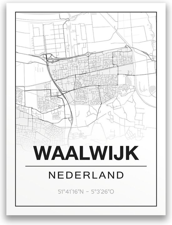 Foto: Poster plattegrond waalwijk 30x40cm