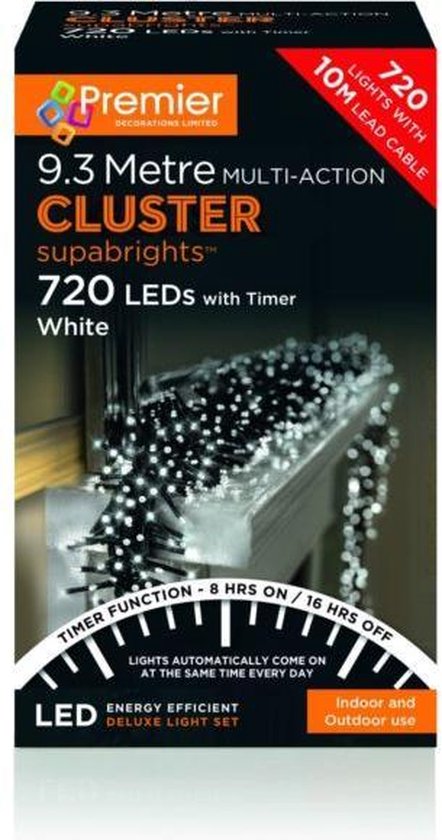 impuls een miljard Gedateerd 960 LED Multi Action White Cluster-kerstverlichting met timer - Premier |  bol.com