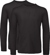 Senvi 2 pack T-Shirt Lange Mouwen Biologisch Katoen - Zwart - L