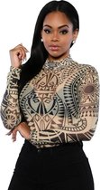 Body - Mirabella met Afrikaanse print in Zwart op Bruin