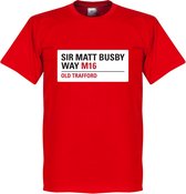 Sir Matt Busby Way Sign T-Shirt - Rood - M