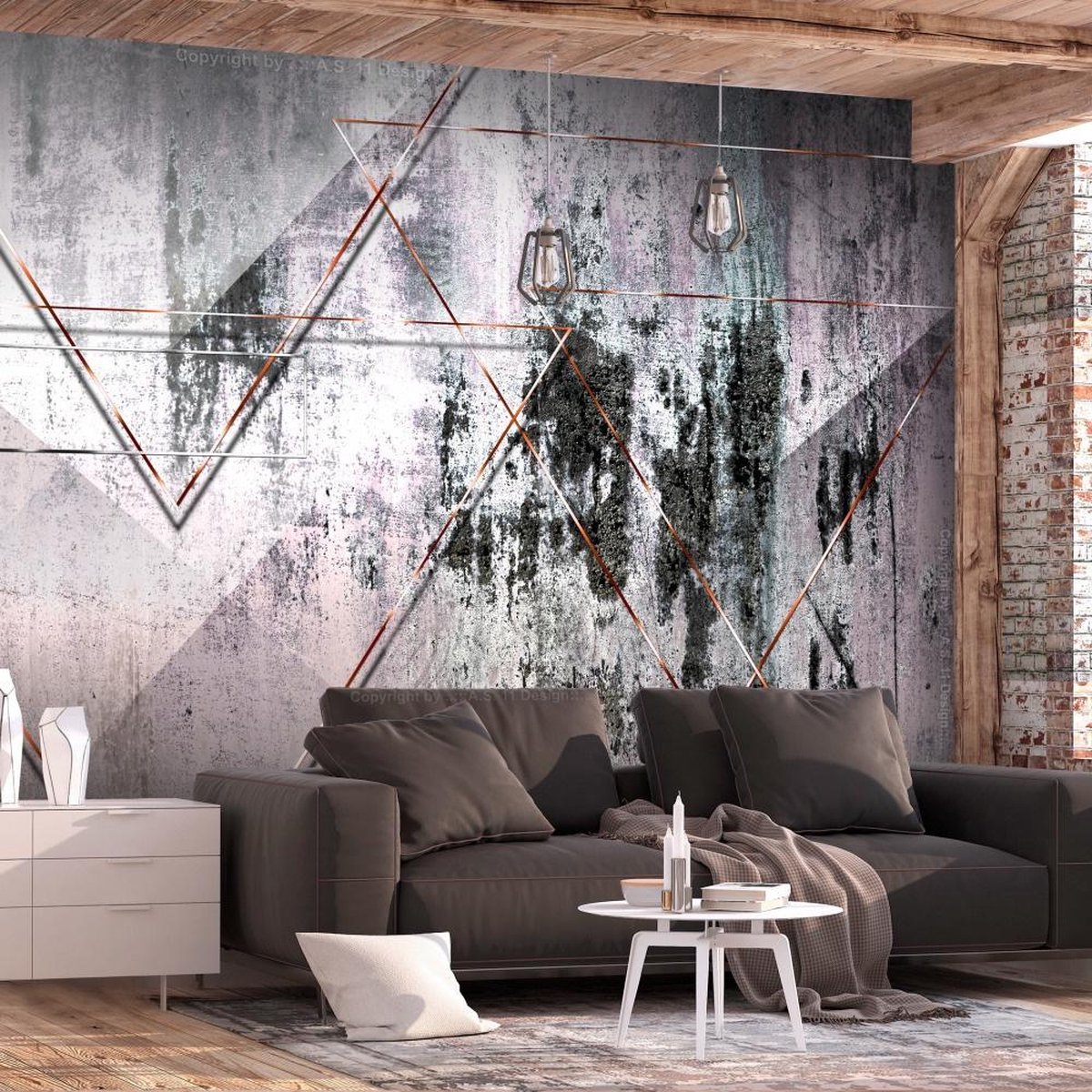 350cm X 245cm - Fotobehang - Geometrische Muur