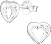 Joy|S - Zilveren hartje oorbellen 7.5 mm kristal