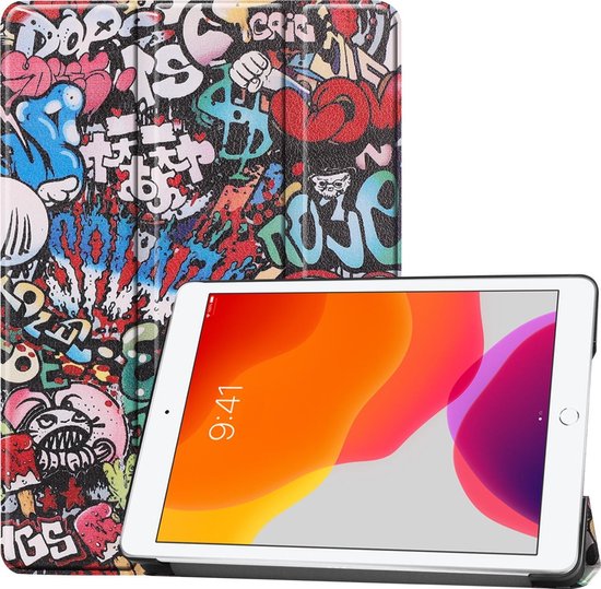 iPad 10.2 (2019) Case manches Tablet Bookcase Smart Cover Case Graffiti