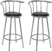 Barkruk (INCL anti kras viltjes) Zwart 2 STUKS met Rugleuning / Bar kruk / Hoge Stoel / Bar stoeltje / Bar krukje / Fauteuil / Lounge Stoel