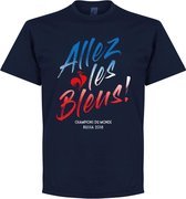 Frankrijk Allez Les Bleus WK Winners 2018 T-Shirt - Navy - XXXXL