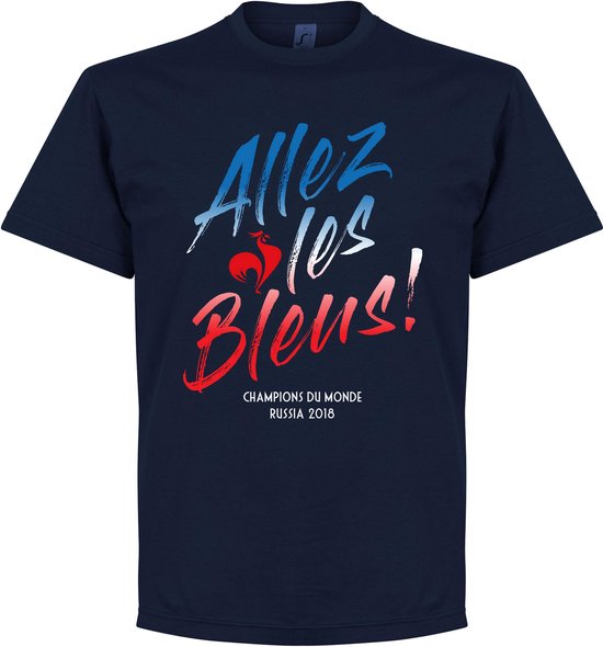 Frankrijk Allez Les Bleus WK Winners 2018 T-Shirt - Navy - XXXXL