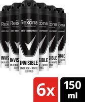 Bol.com Rexona Invisible on Black & White Deodorant - 6 x 150 ml - Voordeelverpakking aanbieding