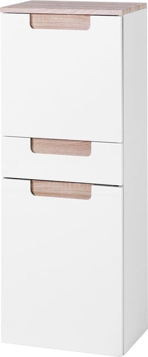 Hoge, Brede Kast Siena 40cm - Wit/bruin - Held - Badkamer Hangkast - Wit - MDF; Spaanplaat