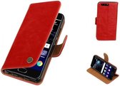 MP Case® Rood PU Leer booktype hoes Huawei P10
