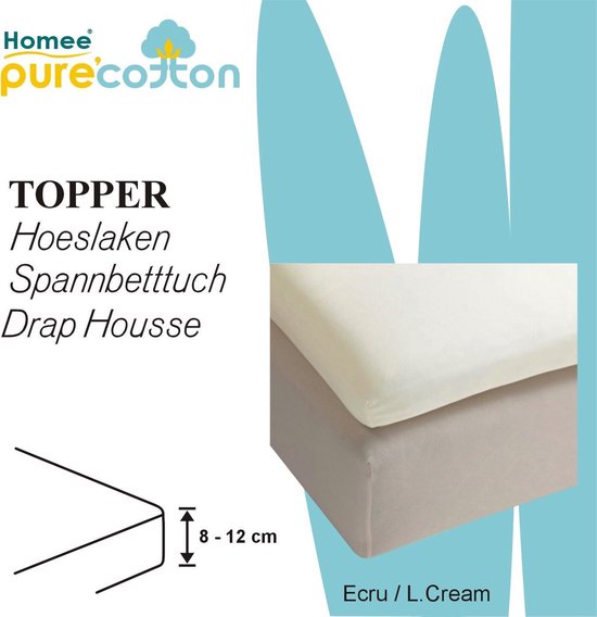 Homéé® Topper hoeslaken  100% katoen - Ecru - 160x210/10cm