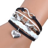 Fako Bijoux® - Multi Armband - Infinity Vogels Sister - Zwart/Wit