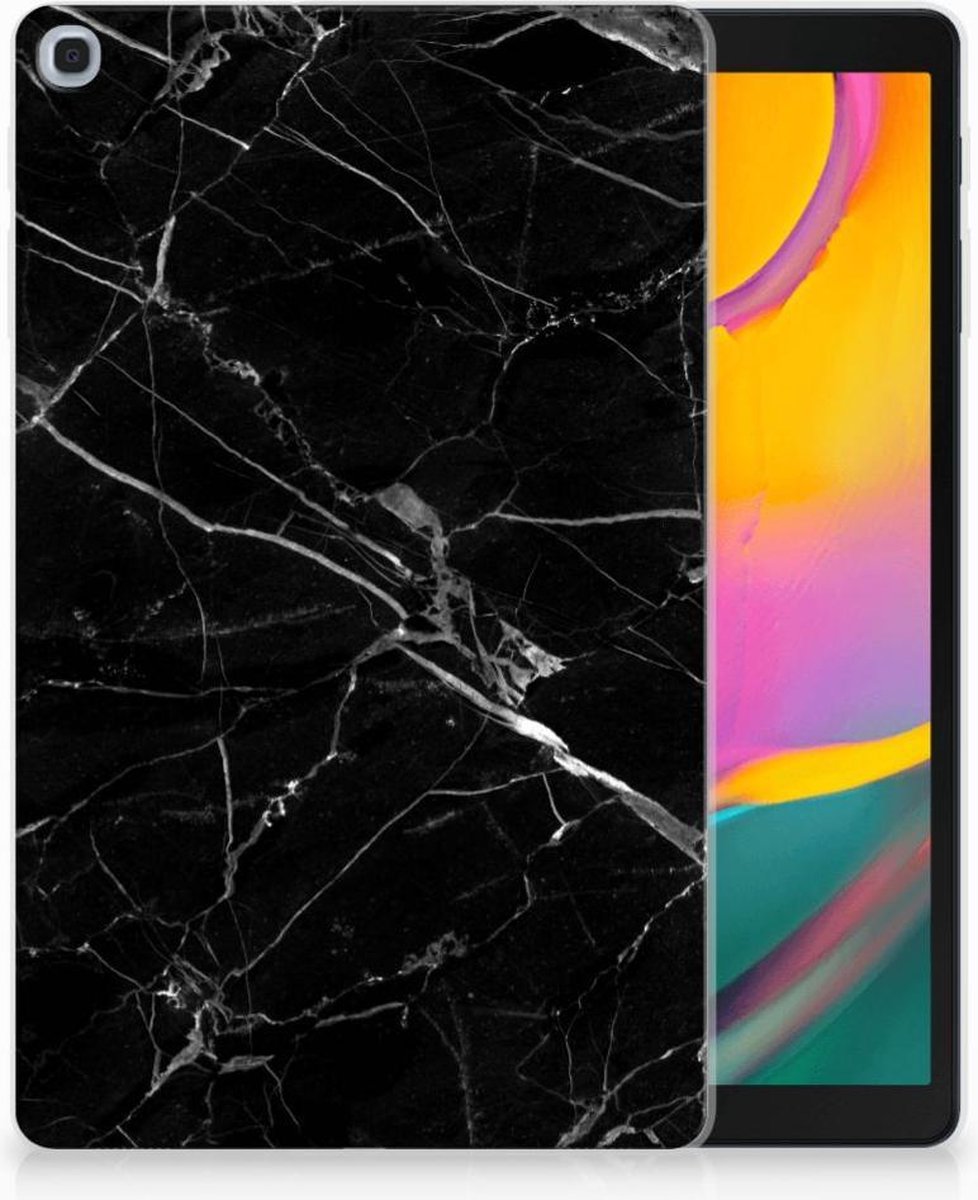 Samsung Galaxy Tab A 10.1 (2019) Tablet Back Cover Marmer Zwart - Origineel Cadeau Vader