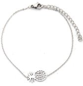 Dielay - Armband Dames - Ananas - RVS - Lengte Verstelbaar 17-22 cm - Zilverkleurig