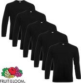 Fruit of the Loom 5 Value Weight Longsleeve T-shirt zwart S