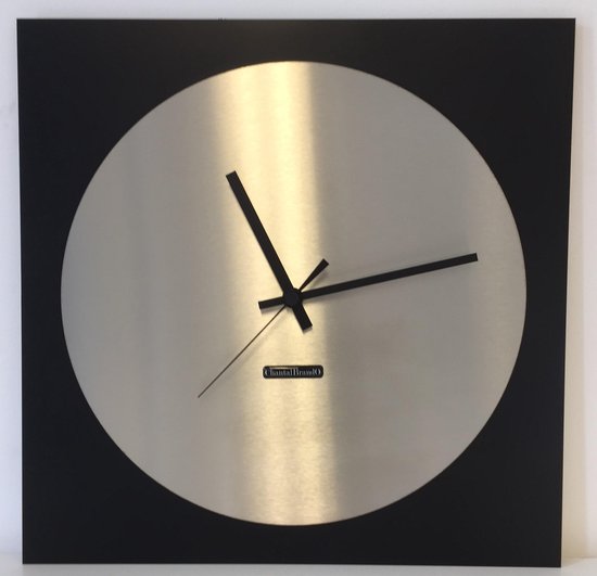 Horloge murale TOPAZ Design moderne argent et noir