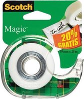 Scotch ruban adhǸsif Magic Tape formaat 19 mm x 25 m blister met dispenser en 1 rolletje 20 procent gratis