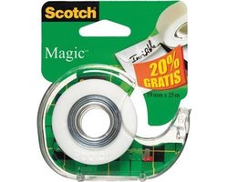 Scotch ruban adhǸsif Magic Tape formaat 19 mm x 25 m blister met dispenser en 1 rolletje 20 procent gratis