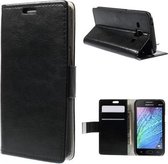 Magnetic bookcase wallet cover cover Samsung Galaxy J1 2015 zwart