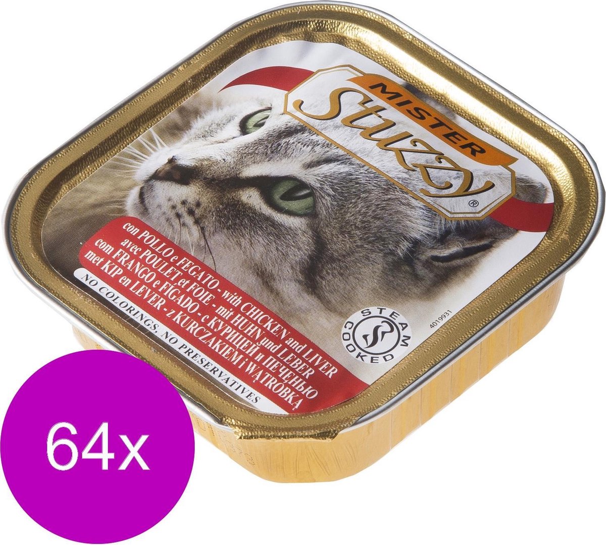 Mister Stuzzy Mister Stuzzy Cat Paté 100 g - Kattenvoer - 64 x Kip&Lever