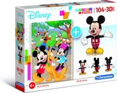 Clementoni - 104-delige Legpuzzel + 3D-model - Mickey - Disney, puzzels kinderen