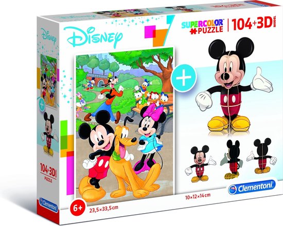 Clementoni Disney Mickey Mouse Puzzle 104 + 3D Model Jeu de puzzle 104  pièce(s) Enfants | bol